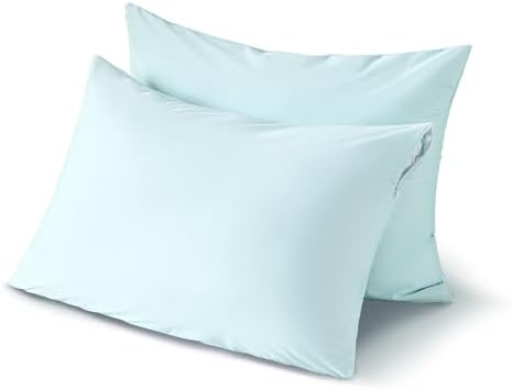 JELLYMONI Waterproof Pillow Protectors Set of 2 - Light Blue 20 x 26