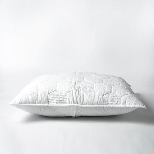 VLiving White Cotton Hexagon Quilted Pillow Shams Queen - 20 X 30 Inches