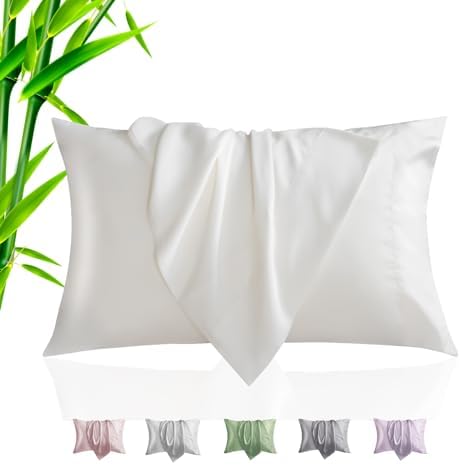 Cooling Bamboo Rayon Pillowcases 2 Pack 20x26 inch Ivory White