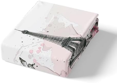 Manfei Pink Flowers Fitted Sheet Set with 2 Pillowcases