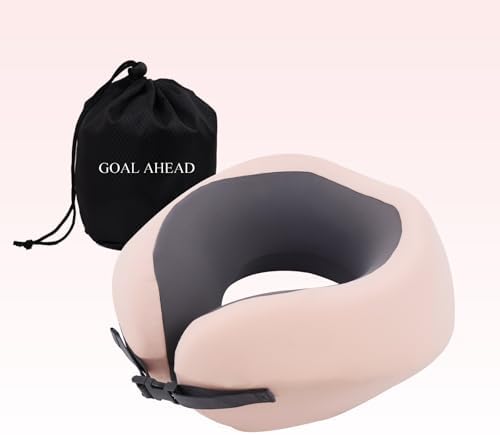 GOAL AHEAD Memory Foam Travel Pillow with Zipper Cover for Airplanes