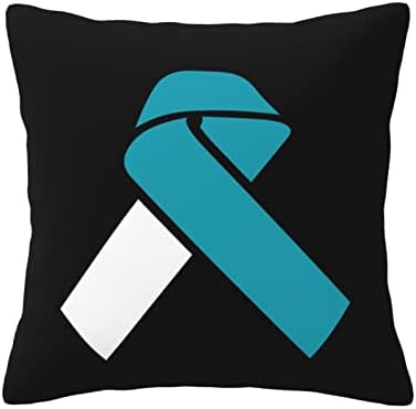 ByoBLu White and Teal Cancer Awareness Pillow Cover 12x12
