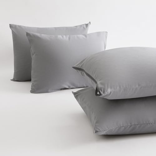 BEITE 4 Pack Pillow Case Protectors 20x26 Inches Light Gray