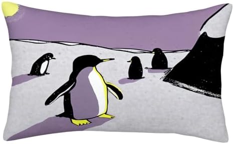 Penguins in the Snow Throw Pillow 14x20 Inches