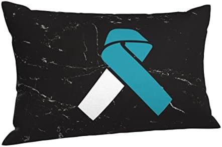 ByoBLu White Teal Awareness Ribbon Pillow Cover 14x20