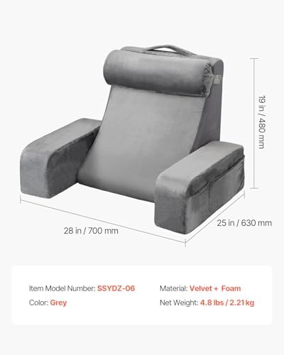 VEVOR Reading Pillow with Armrest and 3 Pockets
