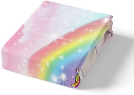 Manfei Unicorn Letter L Starry Rainbow Bed Sheet Set