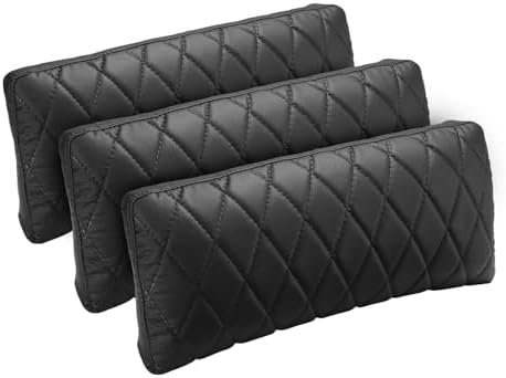 Weilianda Comfort Quilted Lumbar Support Pillow Black Leather 3 Sets 1