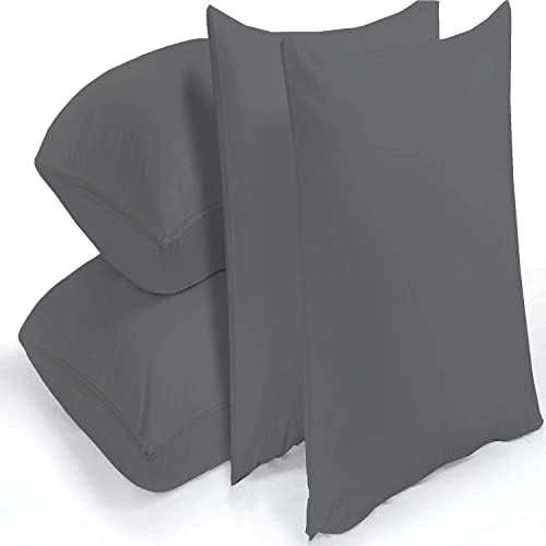 4 Pack Waterproof Grey Pillow Protectors with Zipper