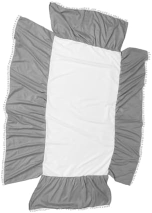 YARNOW Crib Skirt Pompom Decor Cotton Bed Cover