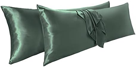 Vonty 2Pcs Body Satin Pillowcases - Forest Green