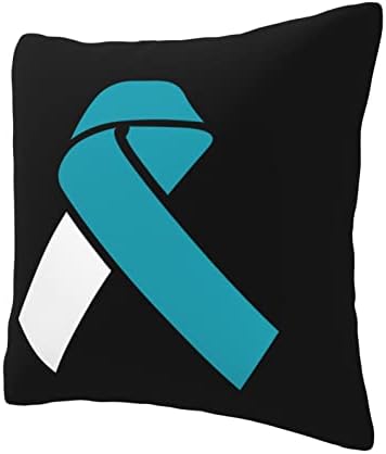 ByoBLu White and Teal Cancer Awareness Pillow Cover 12x12