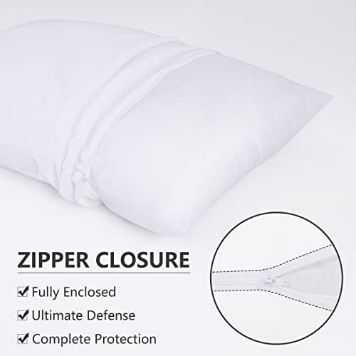 Ruili 2 Pack Standard Terry Pillow Protectors with Waterproof Zipper