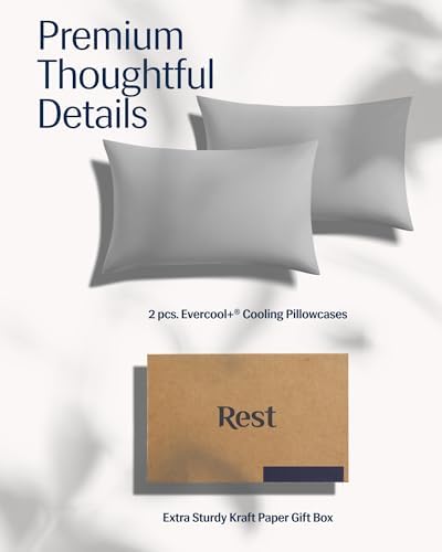 REST Evercool Cooling Pillow Cases - 2 Pack Silver Infused Hygienic Soft