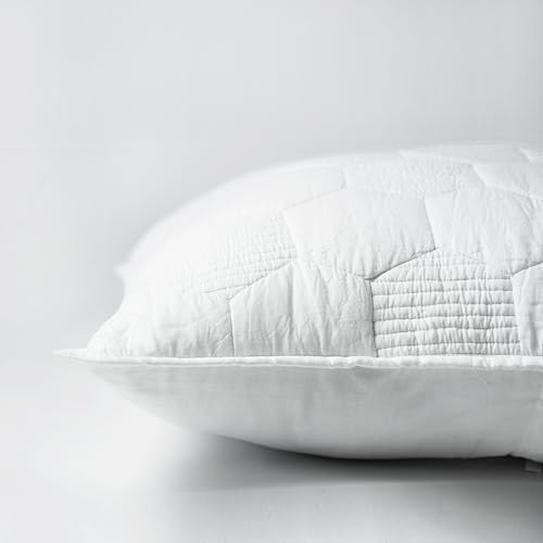 VLiving White Cotton Hexagon Quilted Pillow Shams Queen - 20 X 30 Inches