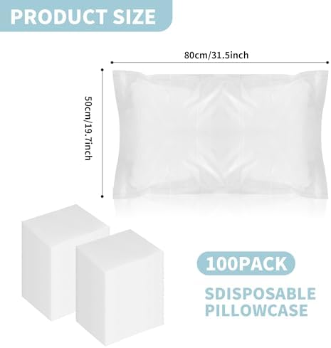 100 Pcs Kejjnyer Disposable Pillow Case Covers Non Woven 31 x 20 Inch
