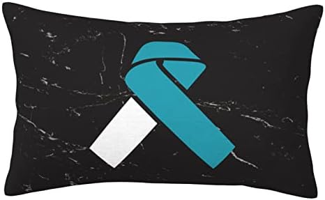 ByoBLu White Teal Awareness Ribbon Pillow Cover 14x20