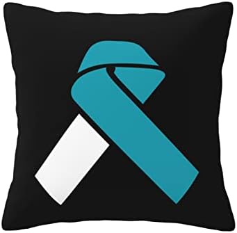 ByoBLu White and Teal Cancer Awareness Pillow Cover 12x12