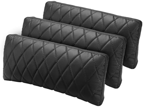 Weilianda Comfort Quilted Lumbar Support Pillow Black Leather 3 Sets 1