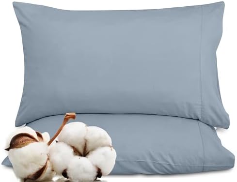 ROYALE LINENS 300 TC Cotton Pillowcases Set of 2 Queen 20x30 Lake Blue