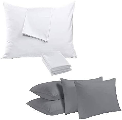 Niagara 4 Pack 20x26 Inch Pillow Protectors White and Grey