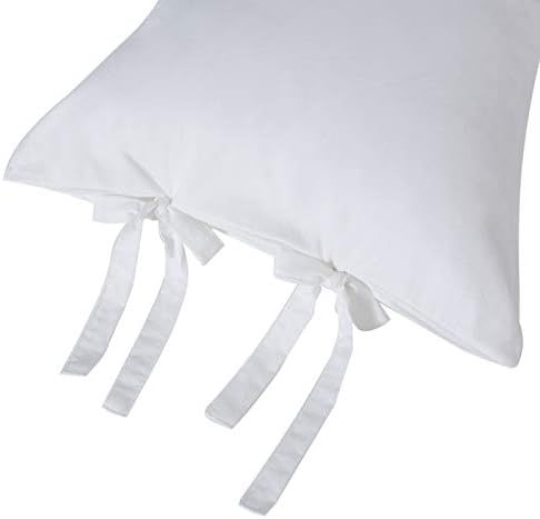 White Pillow Covers with Bow Ties Pure Cotton Standard Twin 2 Pieces