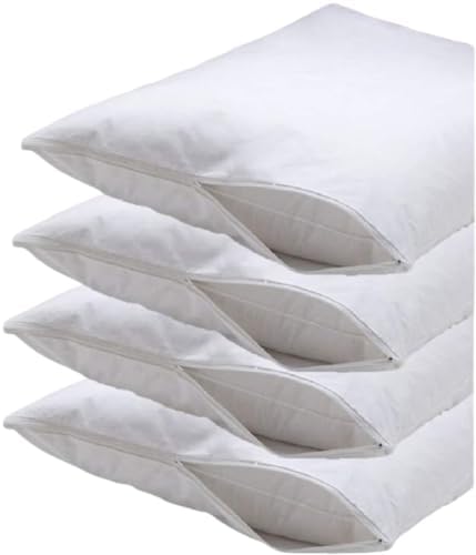 Deluxe Zippered Vinyl Pillow Covers 4-Pack - 20x29 Waterproof Protectors