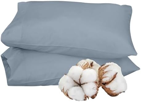 ROYALE LINENS 300 TC Cotton Pillowcases Set of 2 Queen 20x30 Lake Blue
