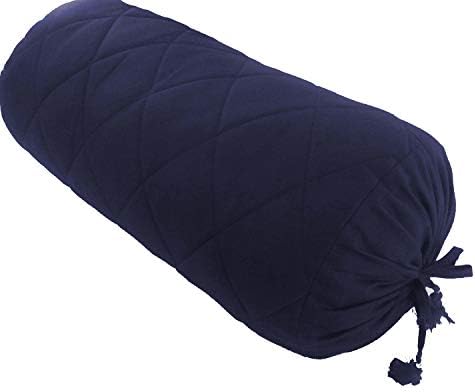 Saffron Navy Blue Quilted Bolster Pillowcase - 9 x 26