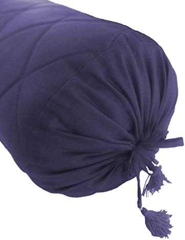 Navy Blue Quilted Bolster Pillowcase - 8 x 28 Removable Cover 1