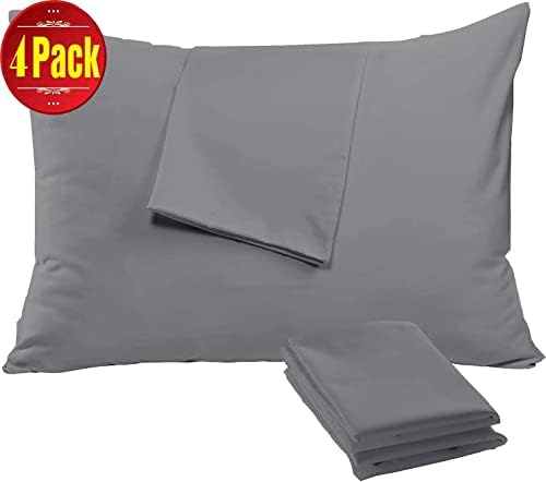 4 Pack Waterproof Grey Pillow Protectors with Zipper