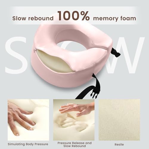 THXSILK Pure Silk Travel Neck Pillow with Memory Foam