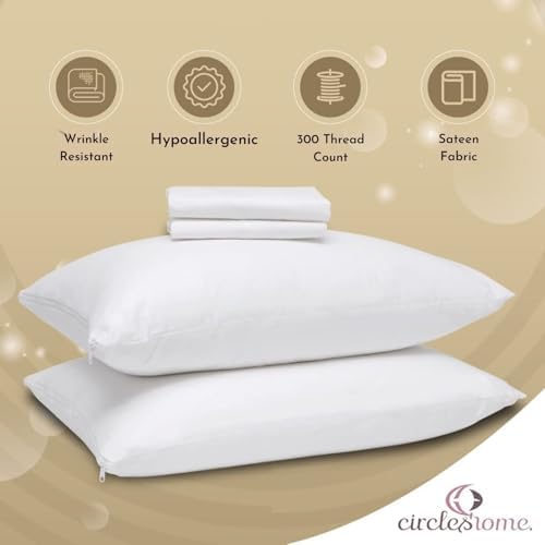 CirclesHome Pillow Protectors 2 Pack Queen Size Zippered