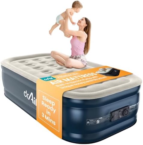 Dr Air Twin Air Mattress with Built-in Pump and Waterproof Cover