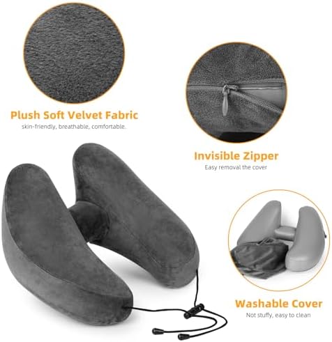 Rewondah Inflatable Travel Pillow for Airplane and Car