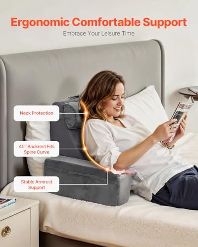 VEVOR Reading Pillow with Armrest and 3 Pockets