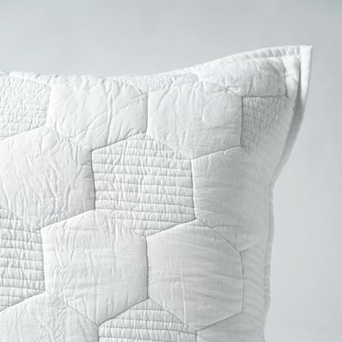 VLiving White Cotton Hexagon Quilted Pillow Shams Queen - 20 X 30 Inches