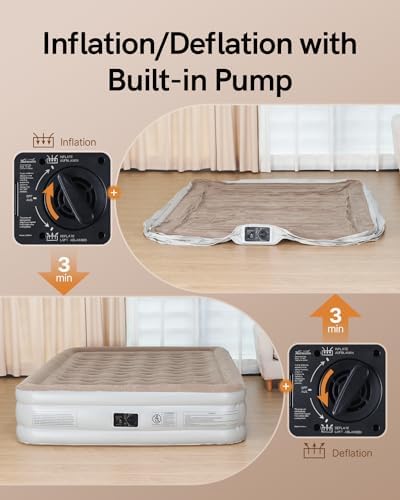 NatraCalm Air Mattress Queen with Built In Pump