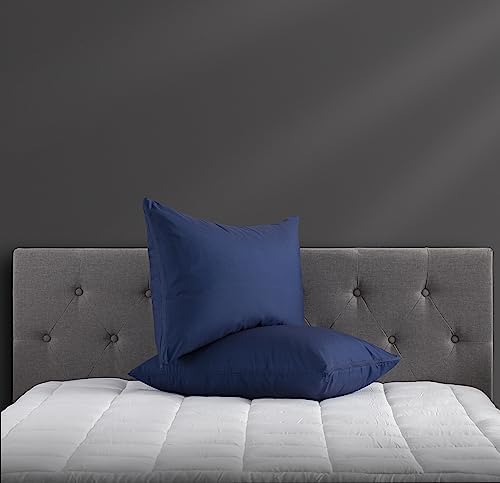 MICROPUFF Zippered Pillow Protectors 2 Pack Navy
