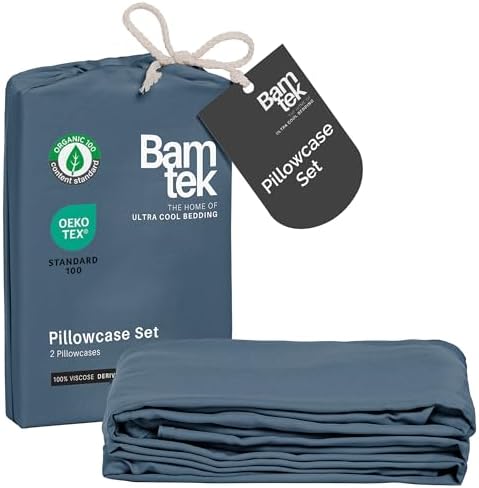 Bamtek Cooling Bamboo Pillow Cases Queen Size Set of 2