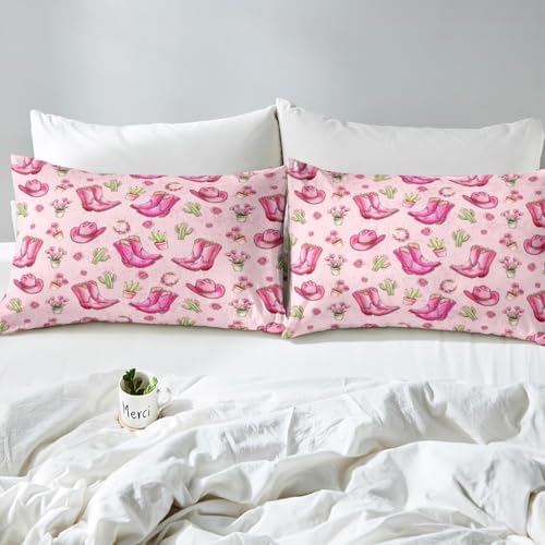 Manfei Western Cowgirl Queen Size Sheet Set with Pillow Cases