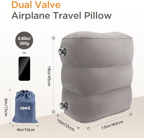 HOMCA Adjustable Inflatable Travel Foot Rest Pillow for Airplane Car Home