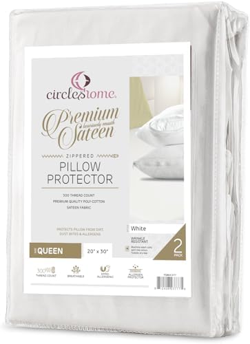 CirclesHome Pillow Protectors 2 Pack Queen Size Zippered