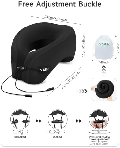 SPUER Travel Pillow with Eye Mask and Earplugs