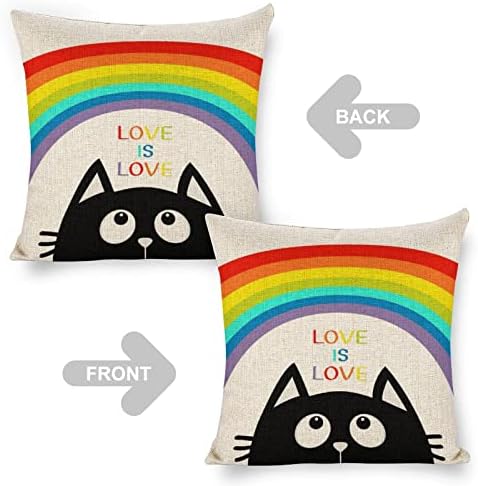 JOJOART Rainbow Funny Cat Pillow Covers Set of 2