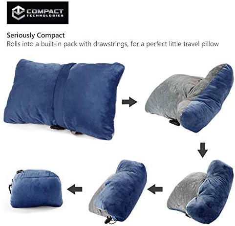 CT Compact Travel Pillow with Memory Foam and Fleece - Blue