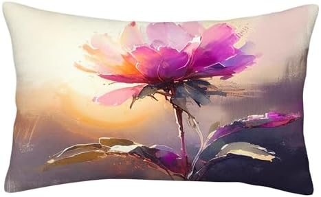 Pink Flowers Printed Throw Pillow 14x20