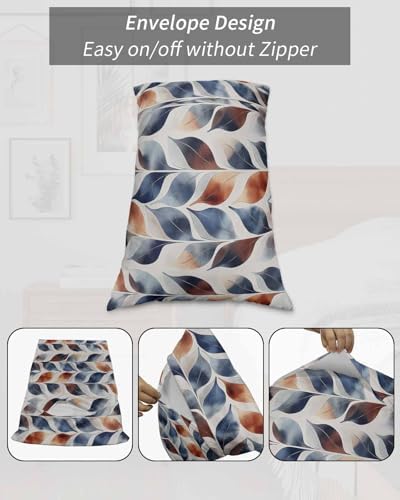 Navy Blue Burnt Orange Microfiber Pillowcase Set of 2