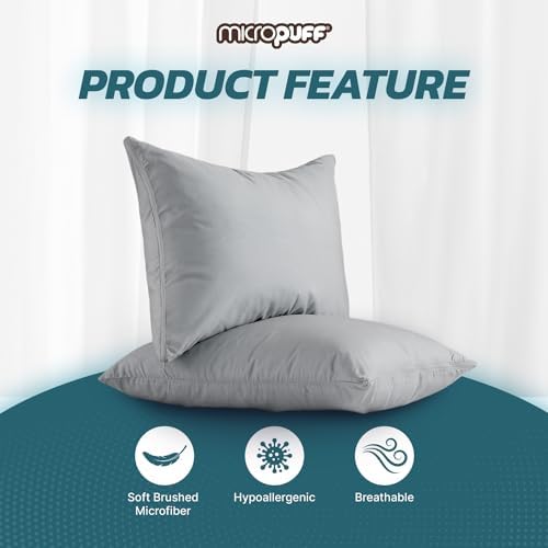 Micropuff Grey Queen Pillow Protectors with Zipper - 2 Pack
