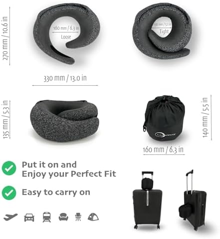 LuxeVoy 2025 Travel Neck Pillow Set - Matt Black